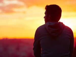 Man with sunset